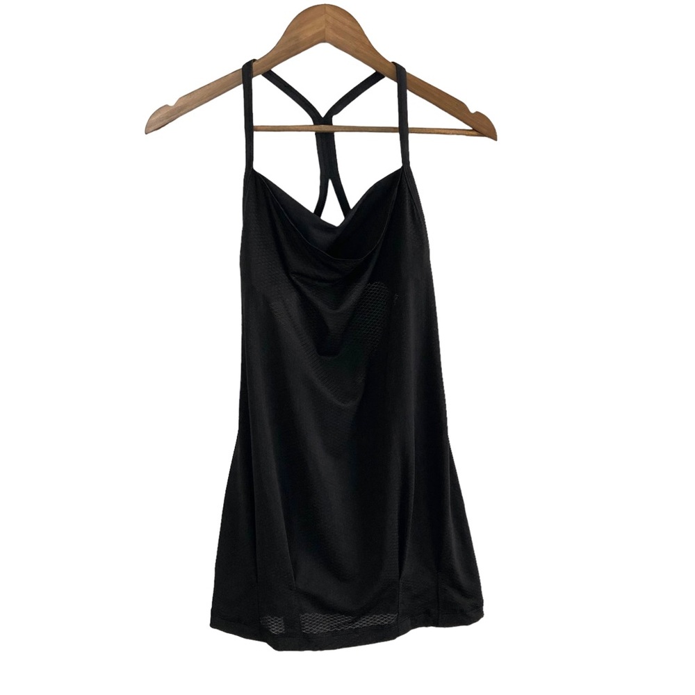 Lululemon C.Y.B. Built in Sports Bra Drape Neck Open Racer Black CYB Tank Top - Picture 3 of 14